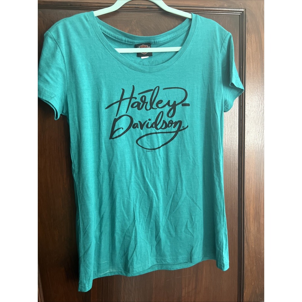 Women's Harley Davidson Military Shirt  Teal Size L